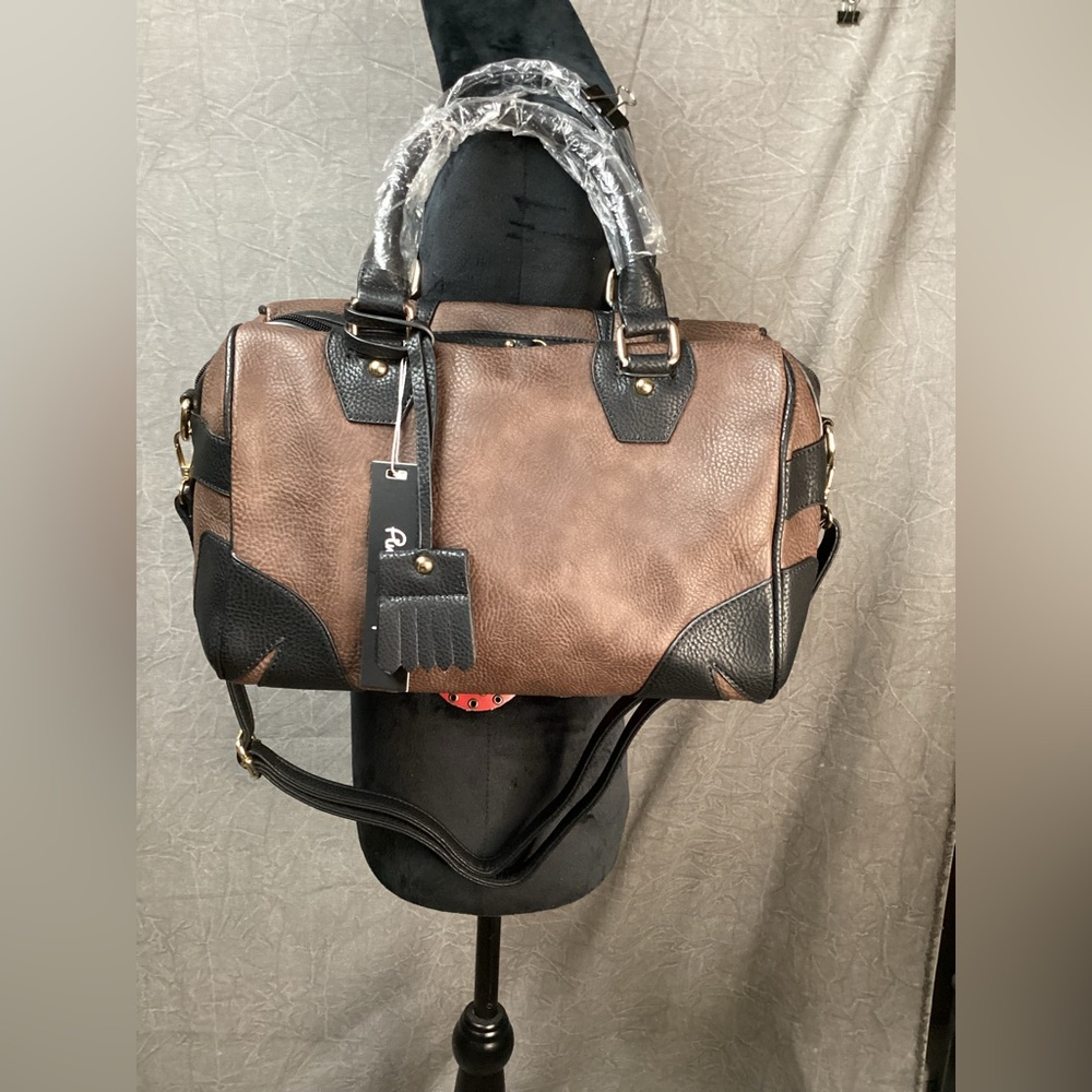 NWT Pink Haley Kiara Colorblock Satchel Brown/Black